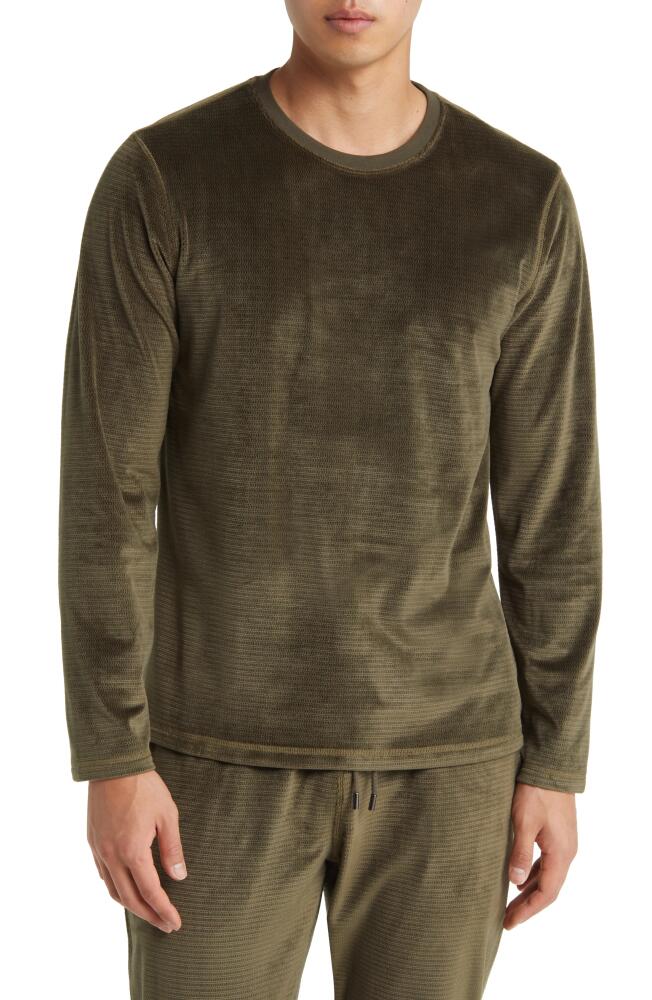 Daniel Buchler Chainlink Velour Long Sleeve Pajama T-Shirt in Army Cover