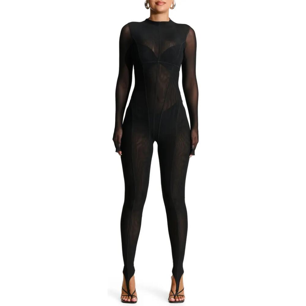 Naked Wardrobe Mesh Toe Loop Jumpsuit in Black Cover