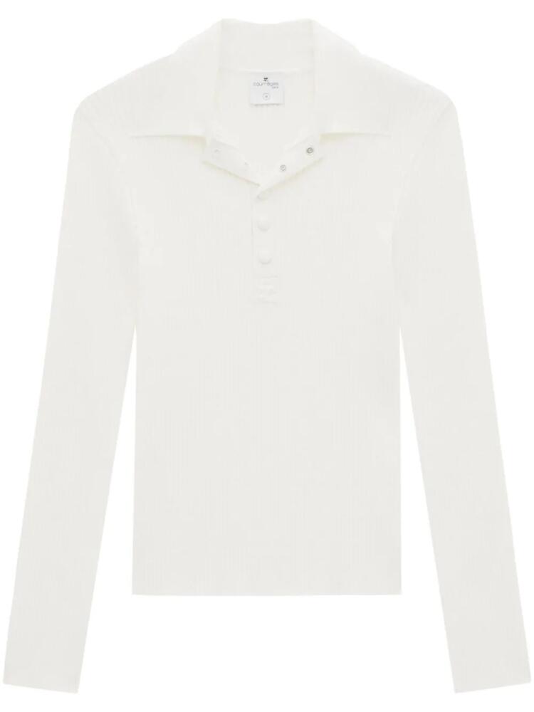 Courrèges ribbed long-sleeved polo shirt - White Cover