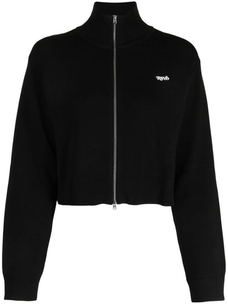 izzue logo-embroidered zip-up cardigan - Black Cover