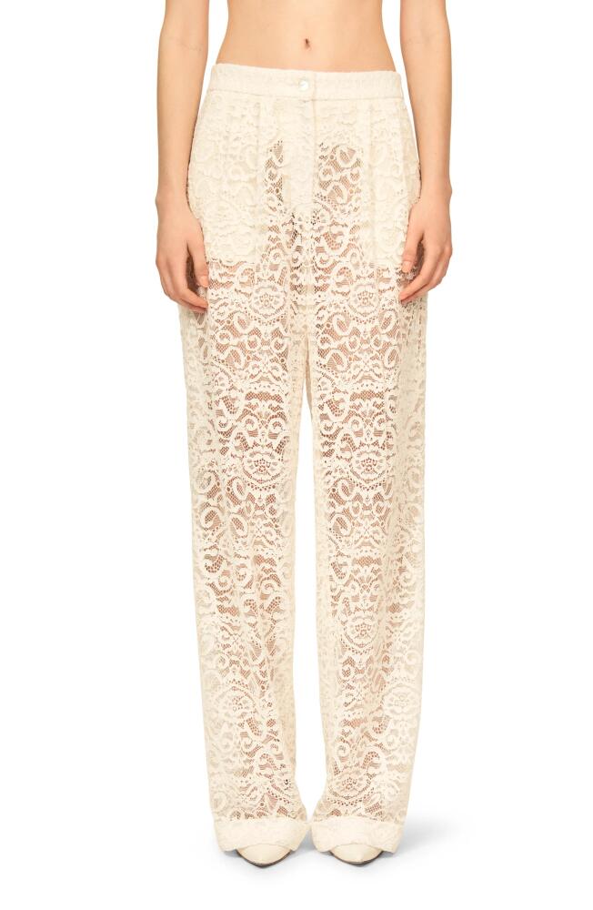 Interior The Gertude Sheer Cotton Blend Lace Pants in Ivory Cover