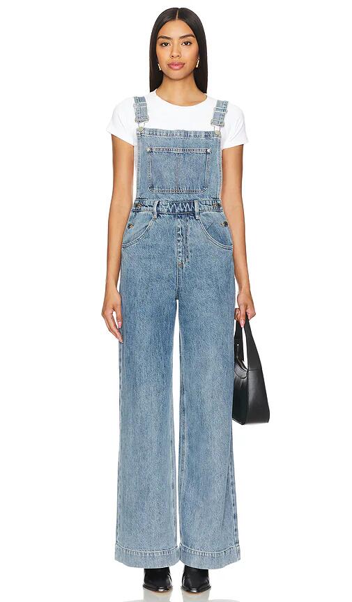 WeWoreWhat Wide Leg Denim Overall in Blue Cover