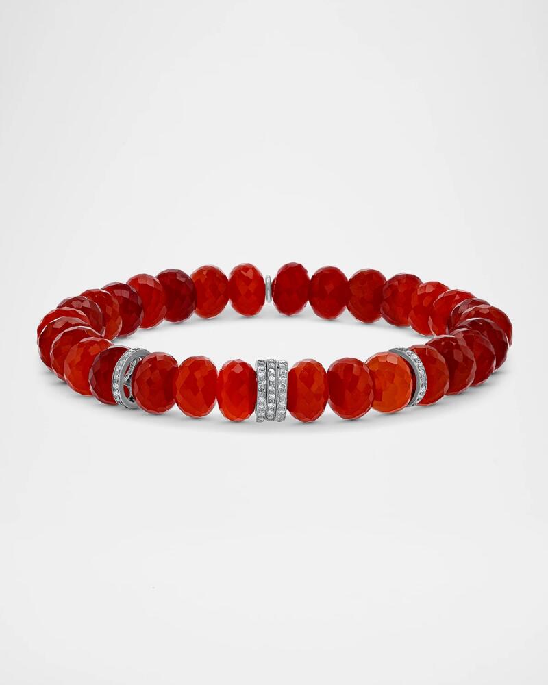 Sheryl Lowe Carnelian 8mm Bead Bracelet with 5 Diamond Rondelles Cover