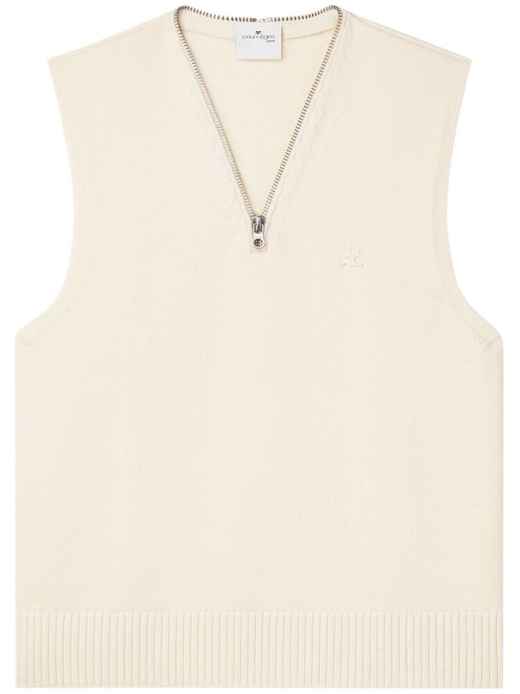 Courrèges zipped V-neck vest - Neutrals Cover