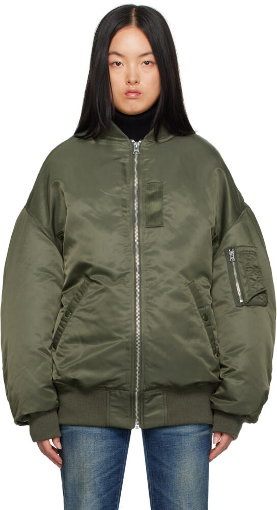 R13 Green Zip Out Down Bomber Jacket Cover