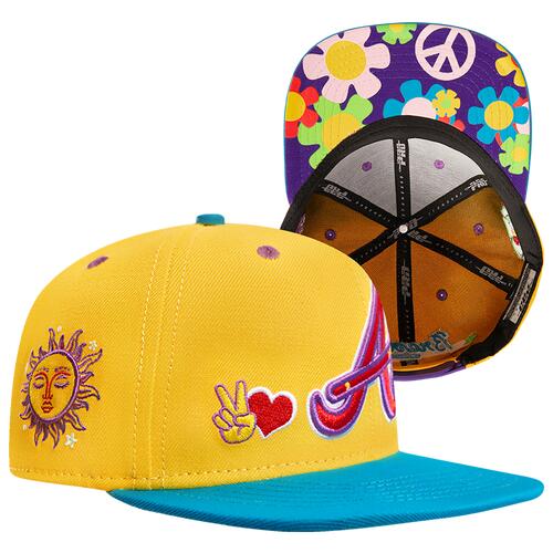 Pro Standard Braves Peace & Love Wool Snapback - Adult Yellow/Multi Cover