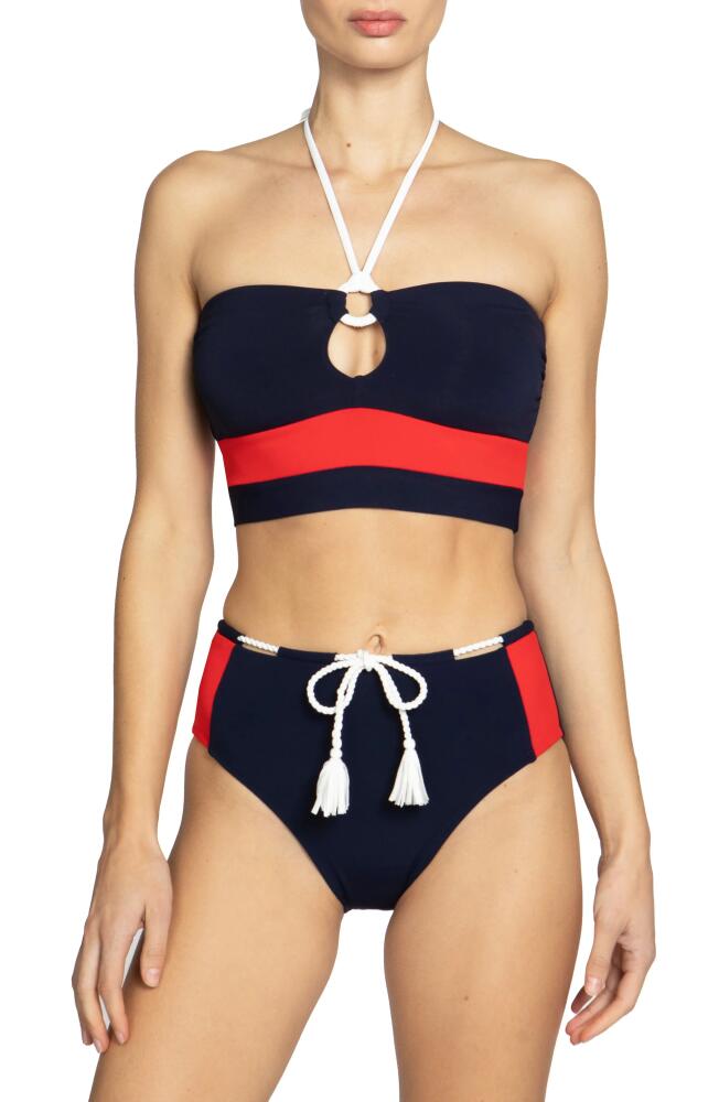 Robin Piccone Babe Bandeau Bikini Top in Navy Combo Cover