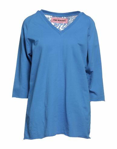 Pink Memories Woman Sweatshirt Blue Cotton, Polyamide Cover