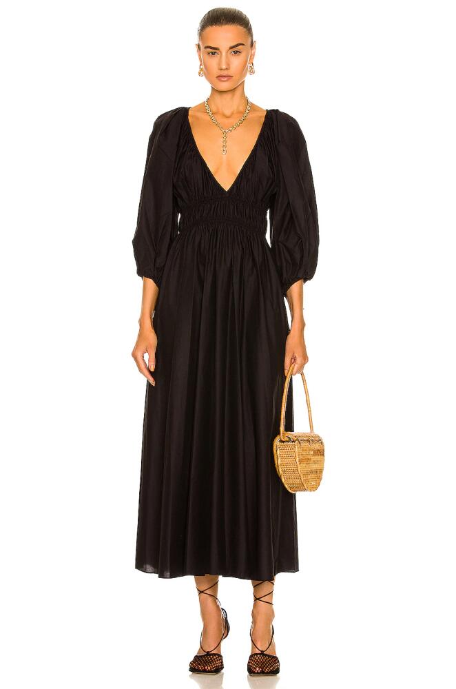 Matteau Shirred Plunge Maxi Dress in Black Cover