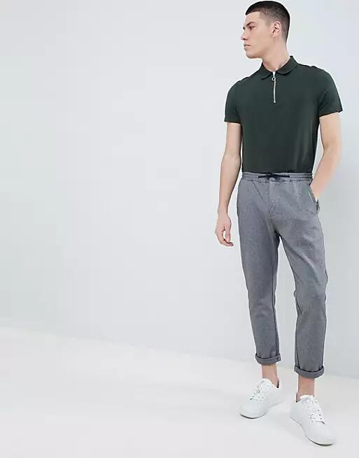 ASOS DESIGN polo with zip neck in khaki-Green Cover