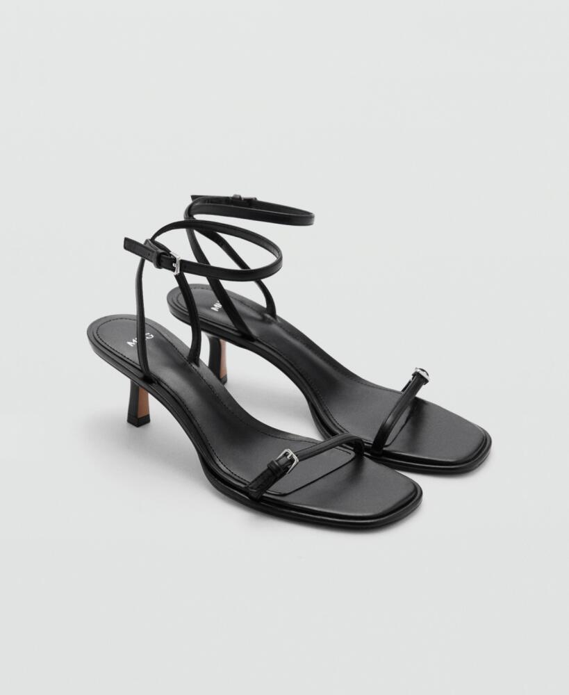 Mango Women's Buckles Detail High-Heeled Sandals - Black Cover