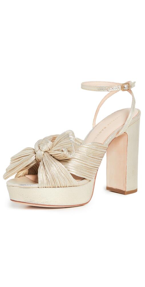 Loeffler Randall Natalia Platform Pleated Bow Heels Platinum Lame Cover