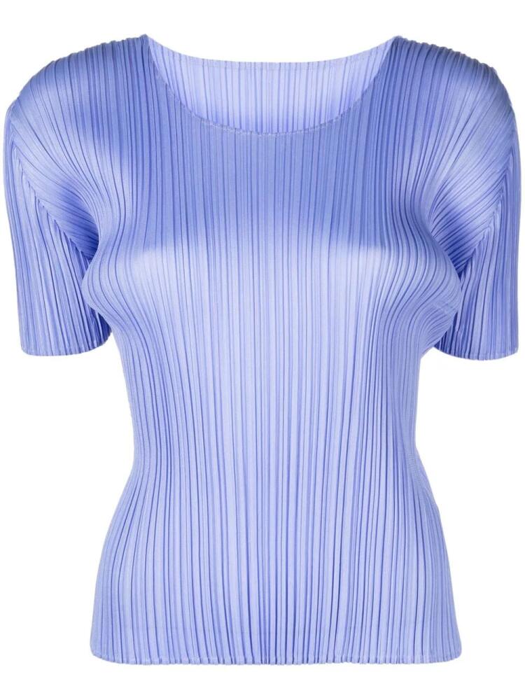 Pleats Please Issey Miyake pleated round-neck T-shirt - Blue Cover