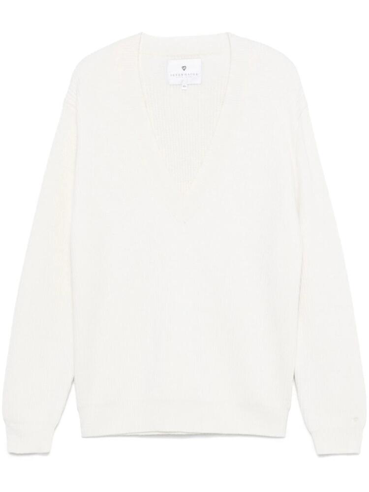 SEVEN GAUGE wool V-neck sweater - White Cover