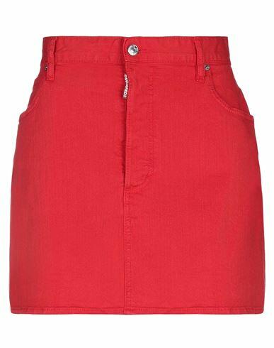 Dsquared2 Woman Denim skirt Red Cotton, Elastane, Bovine leather Cover