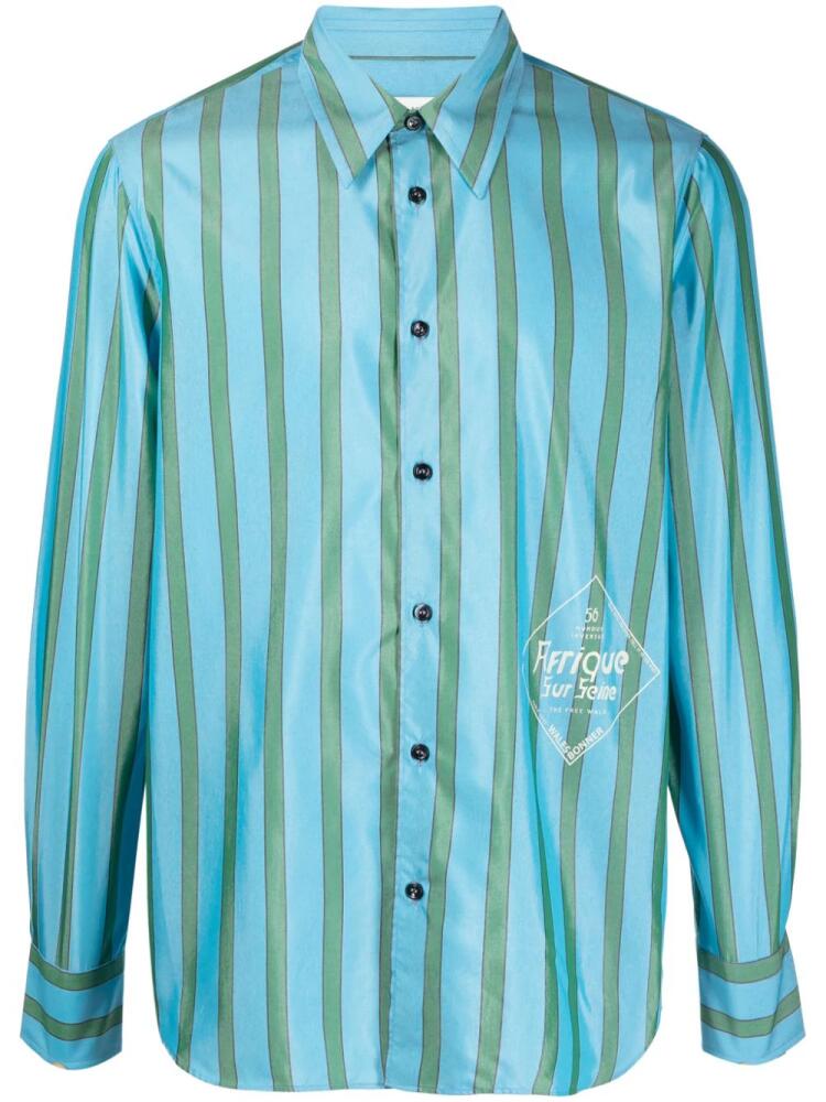 Wales Bonner Langstone striped shirt - Blue Cover