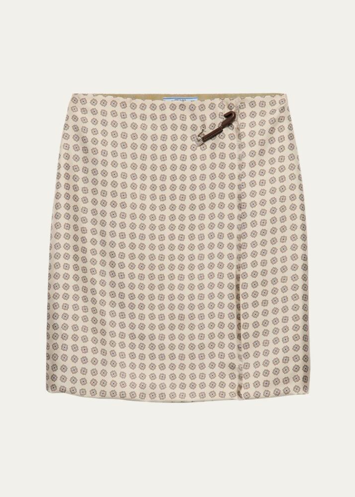 Prada Geometric Print Silk Twill Mini Skirt Cover