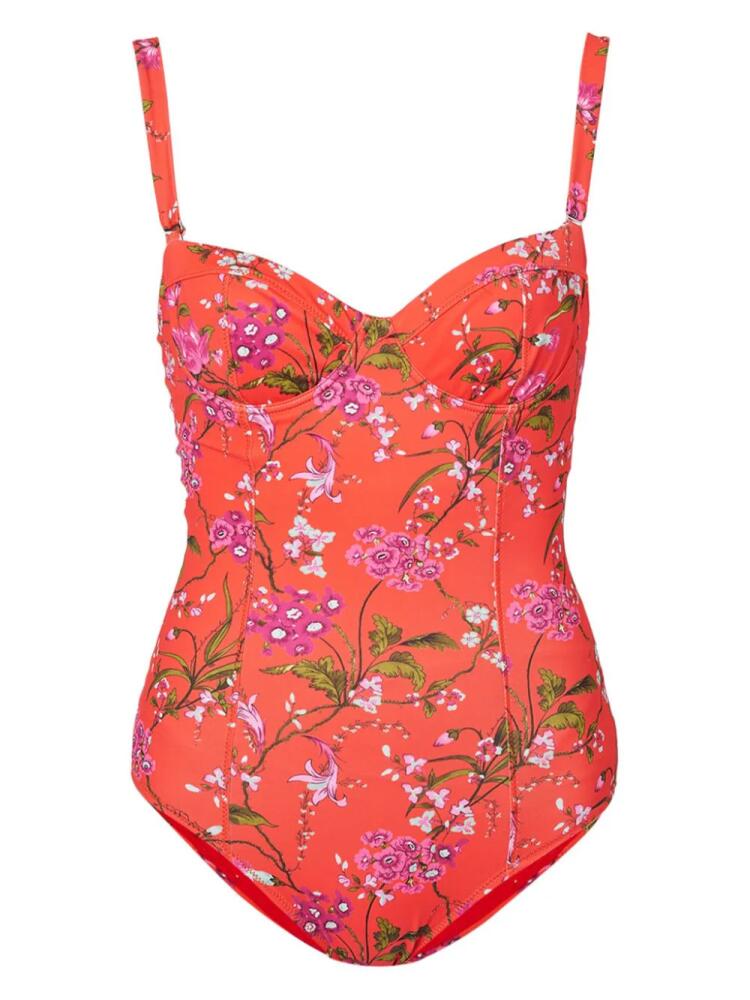 ERDEM floral-print swimsuit - Red Cover