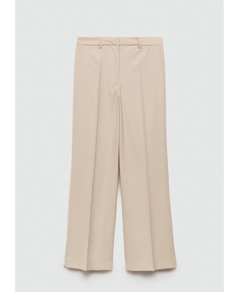 Mango Women's Pleat Straight Trousers - Sand Cover