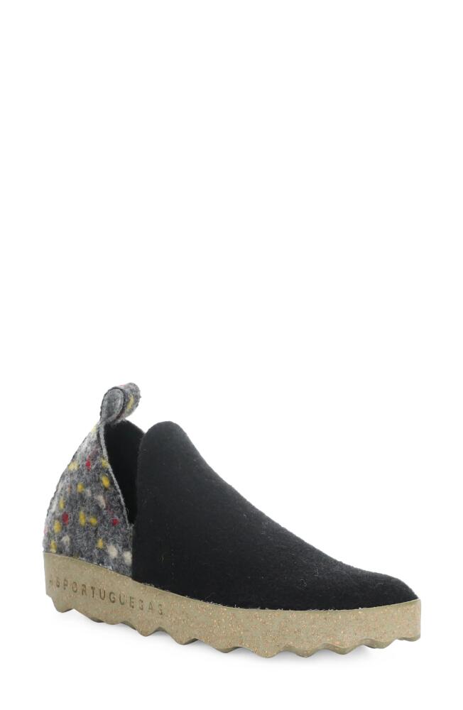 Asportuguesas by Fly London City Slip-On Sneaker in 005 Black Felt Dehor Cover