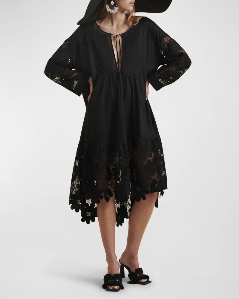 Anne Fontaine Karia High-Low Floral Lace Midi Dress Cover