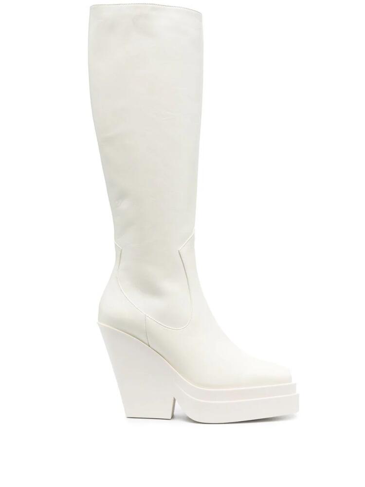 GIABORGHINI 120mm knee-high leather boots - White Cover