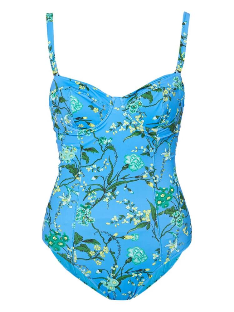 ERDEM floral-print swimsuit - Blue Cover