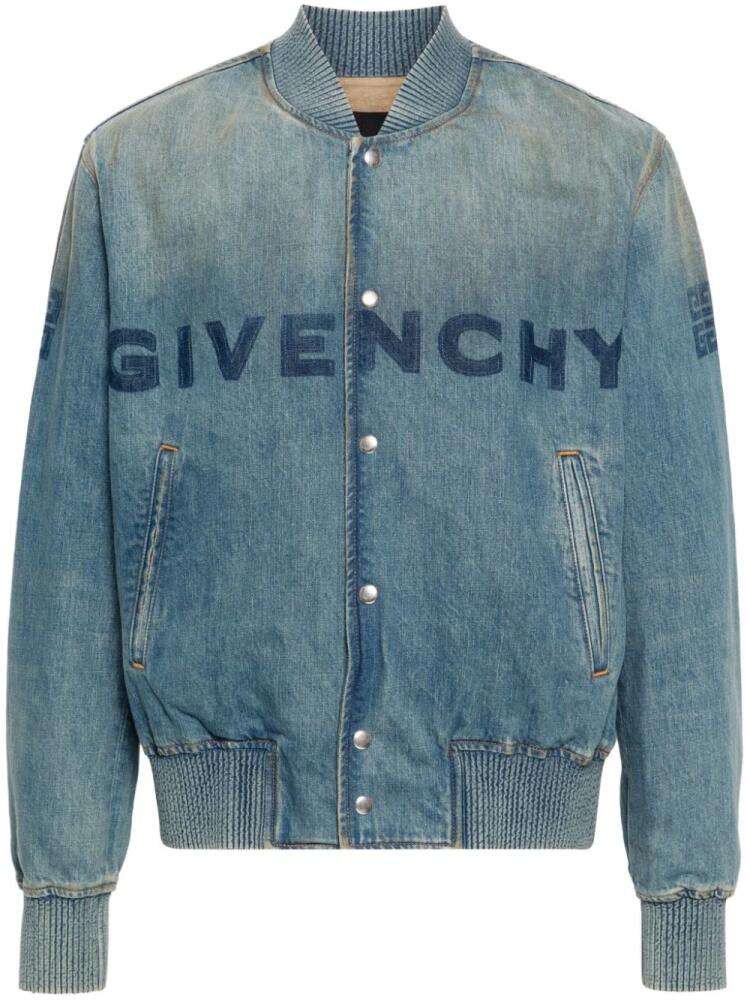 Givenchy logo-print denim jacket - Blue Cover