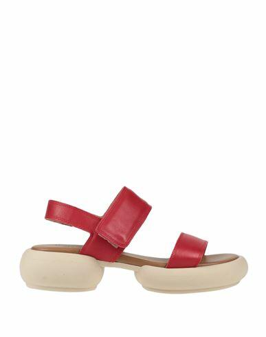 Unlace Woman Sandals Red Leather Cover