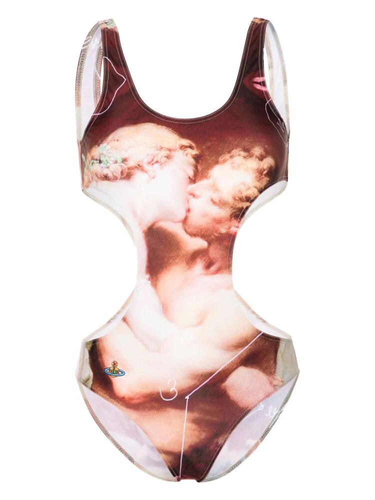 Vivienne Westwood graphic-print cut-out swimsuit - Brown Cover