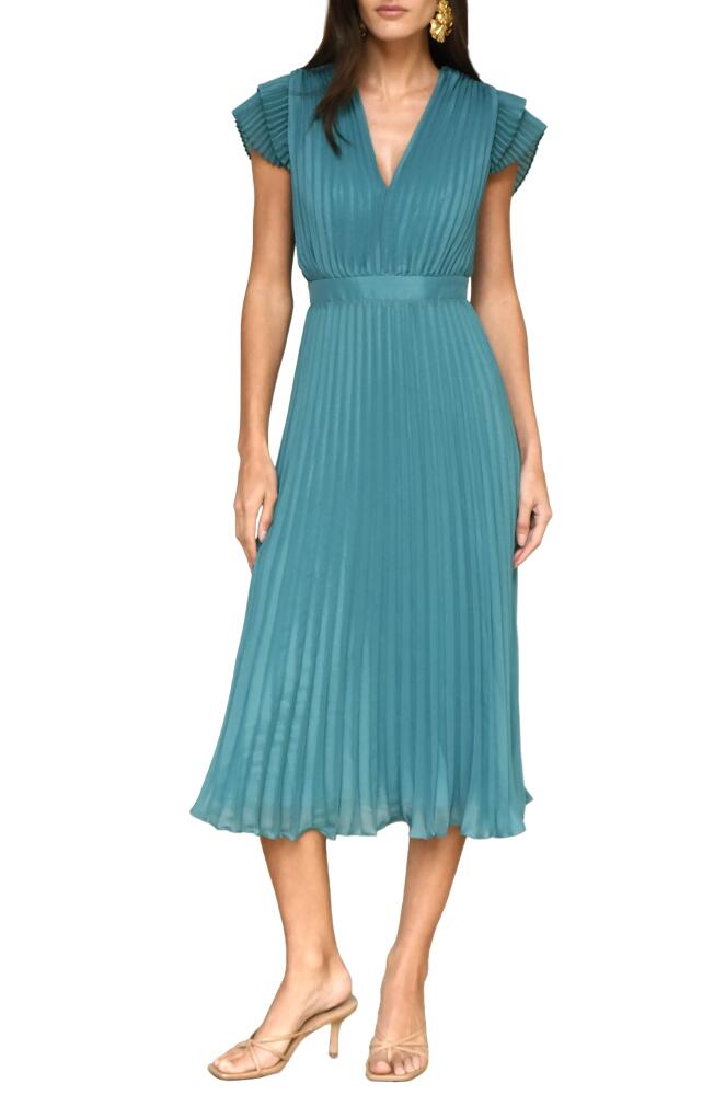 Adelyn Rae Daisy Pleated Tie Back Midi Dress in Teal Cover