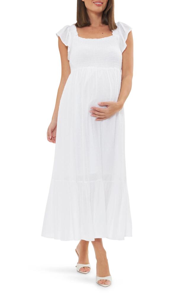 Ripe Maternity Hail Spot Convertible Maxi Maternity Dress in White Cover