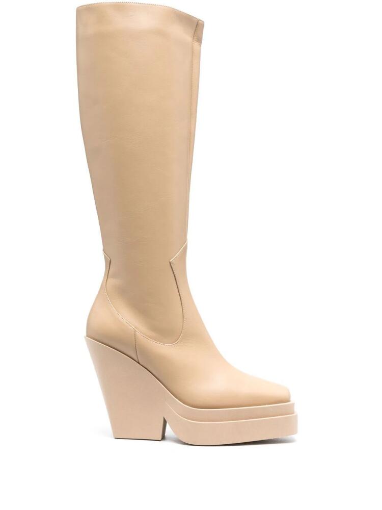 GIABORGHINI 120mm knee-high leather boots - Neutrals Cover