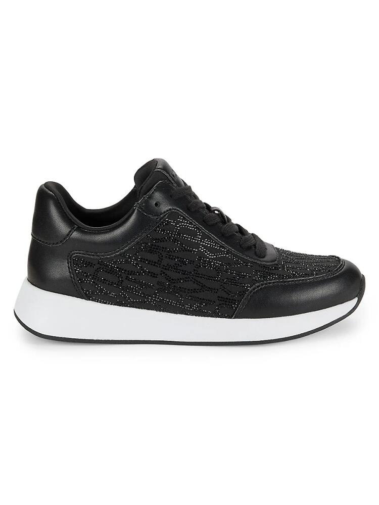 DKNY Women's Embellished Logo Low Top Sneakers - Black Cover