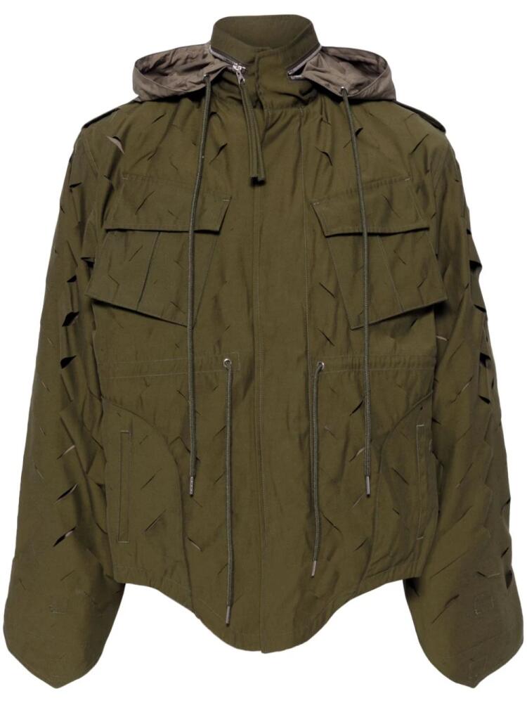 JUNTAE KIM cut-out military jacket - Green Cover