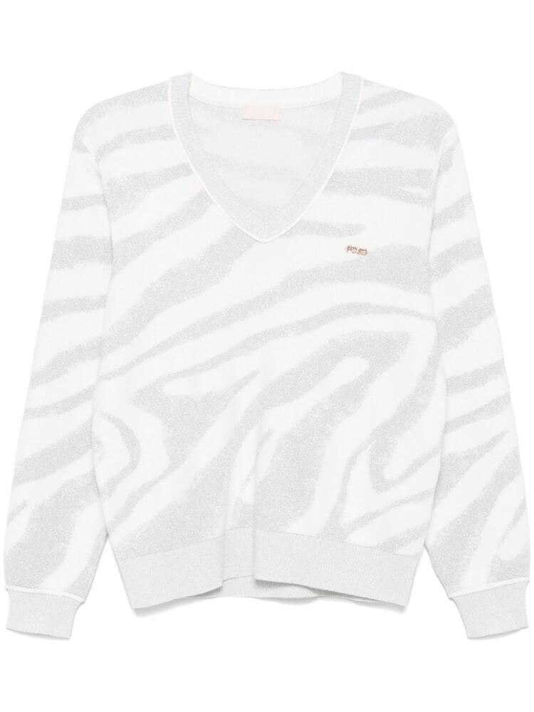 LIU JO zebra-jacquard sweater - White Cover