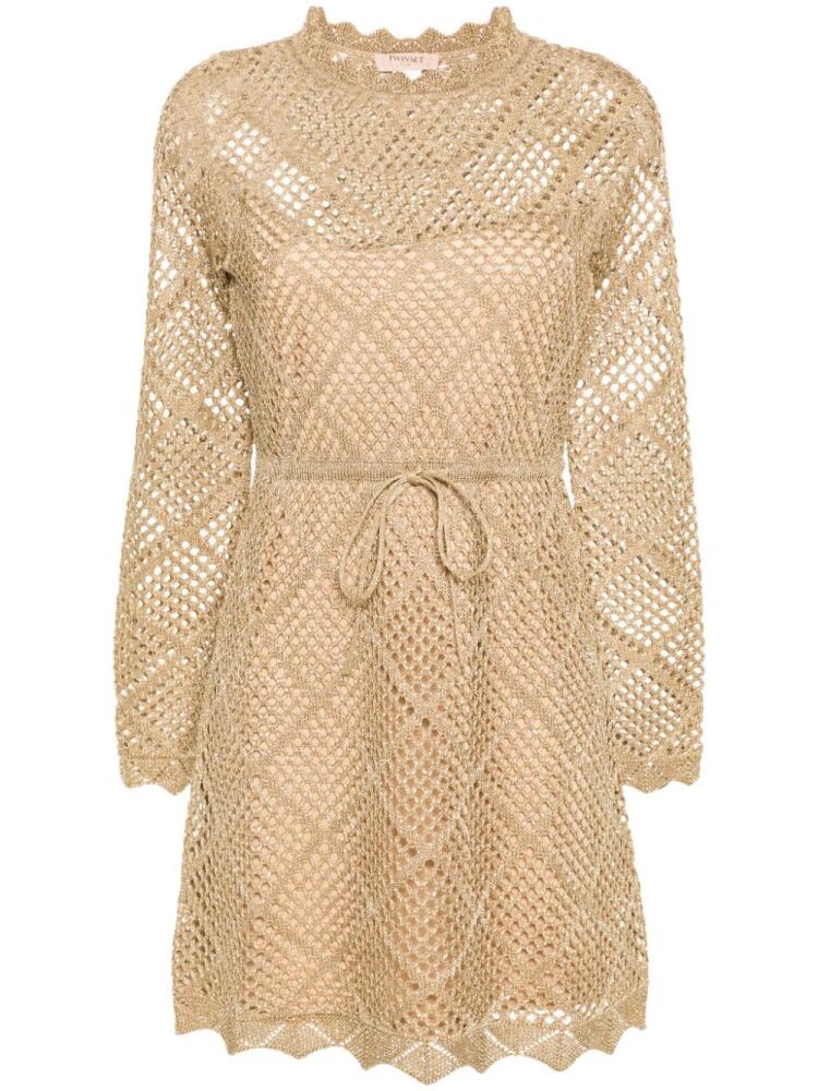 TWINSET open-knit lurex mini dress - Neutrals Cover