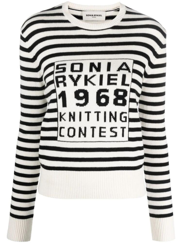 Sonia Rykiel striped logo-jacquard sweater - White Cover