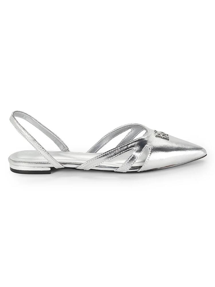 DKNY Women's Verity Metallic Leather Flat Pumps - Silver Cover