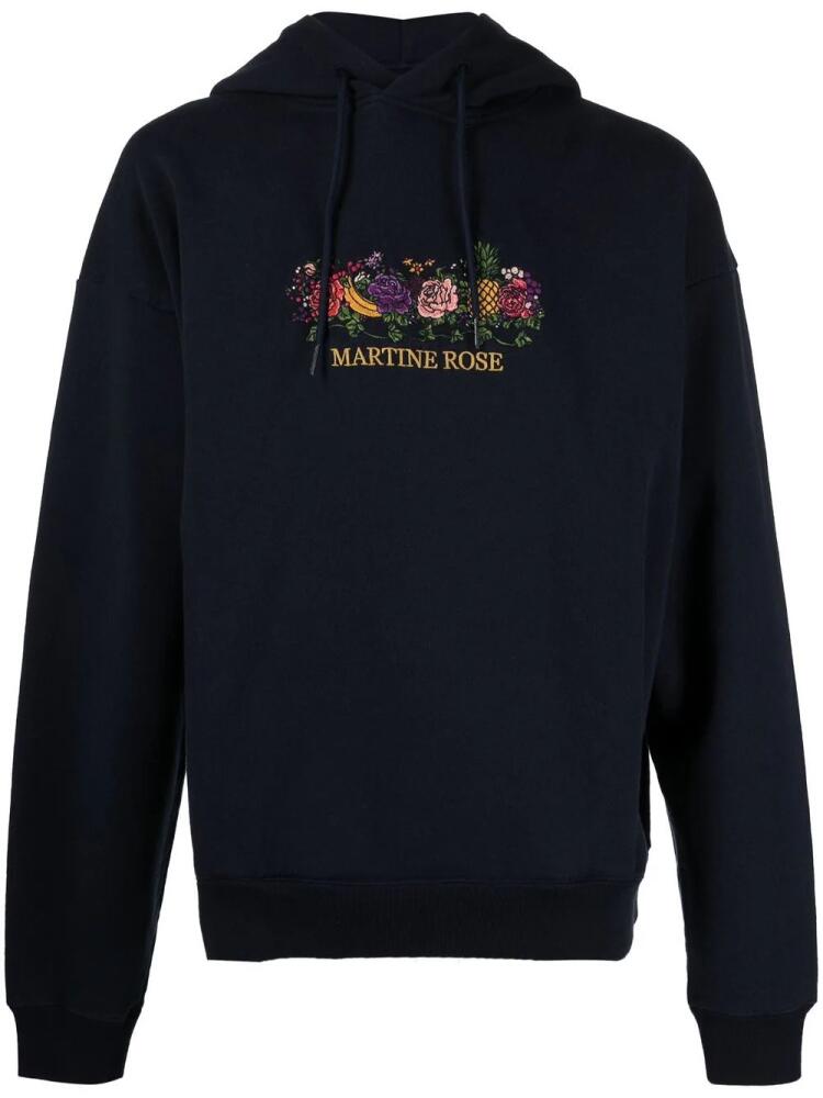 Martine Rose logo-embroidered drawstring hoodie - Blue Cover