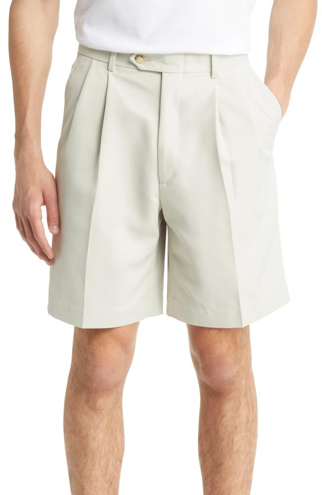 Berle Pleated Shorts in Stone Cover