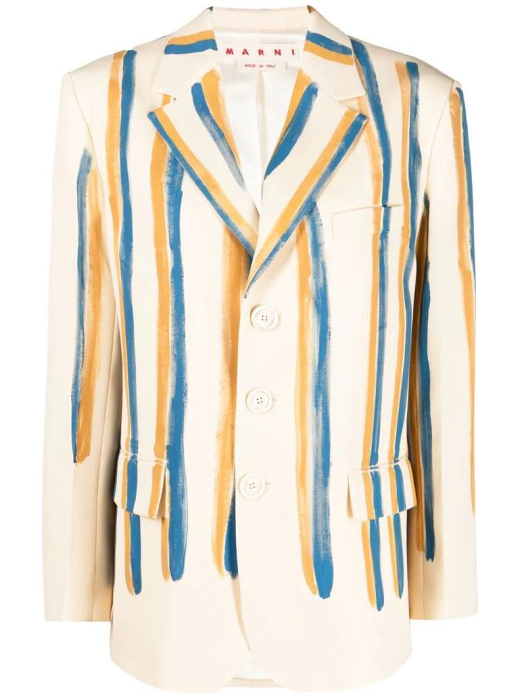 Marni striped single-breasted blazer - Neutrals Cover