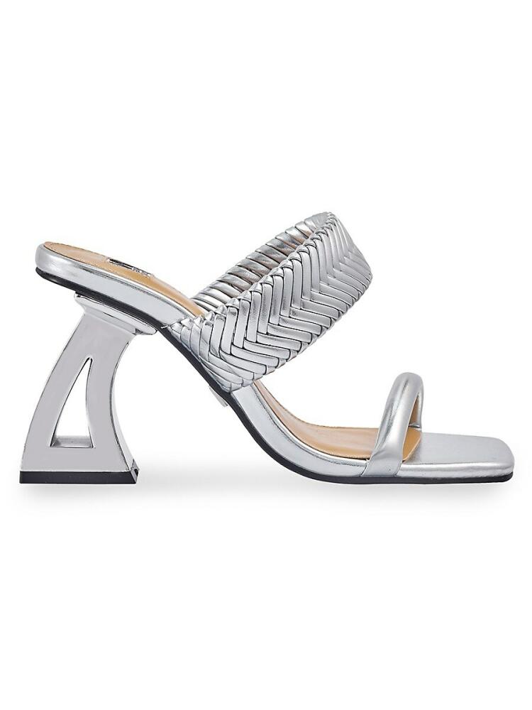 Ninety Union Women's Malibu Sculpture Heel Braided Sandals - Silver Cover