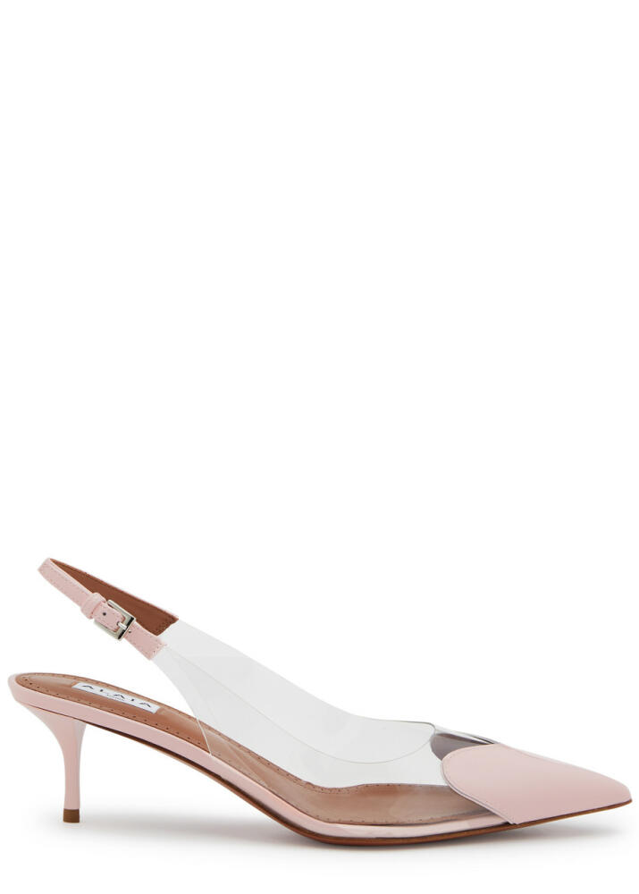 Alaïa Coeur 55 Patent Leather Slingback Pumps - Rose Cover