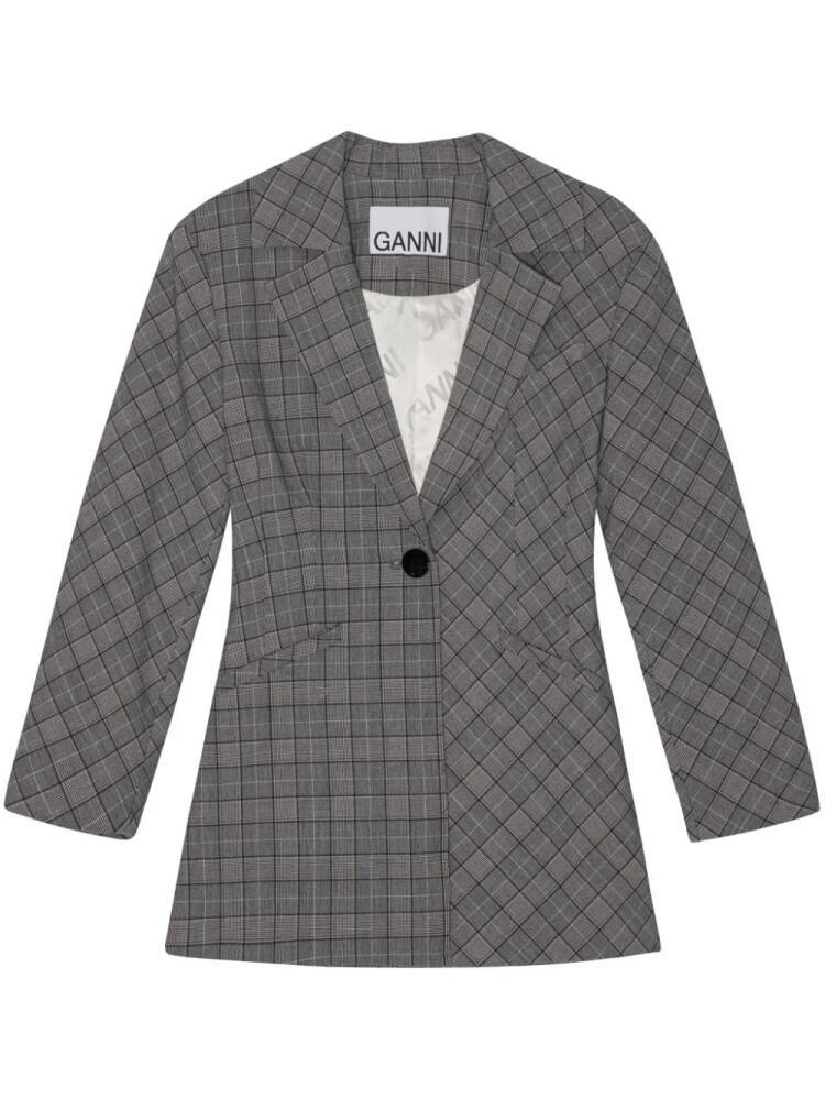 GANNI Check Mix single-breasted blazer - Grey Cover