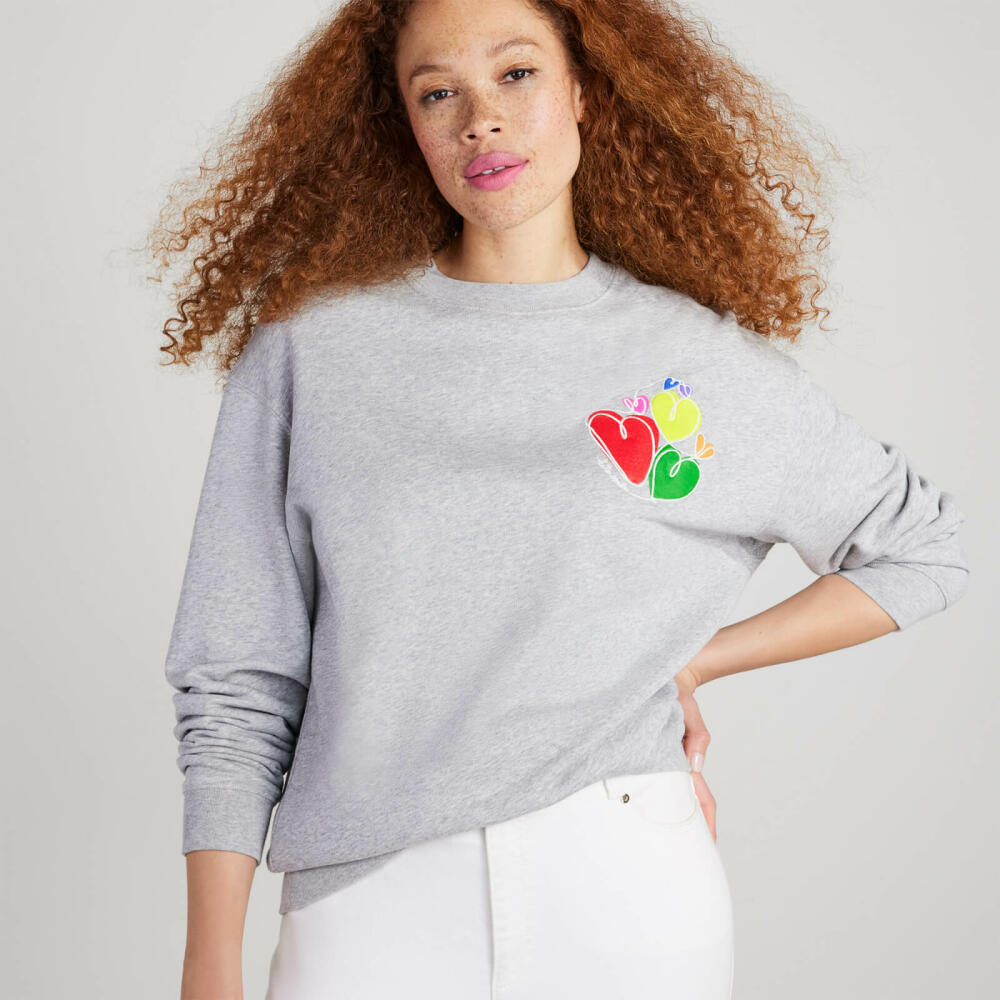 Kate Spade New York Women's Pride Hearts Sweatshirt - Grey Melange Cover