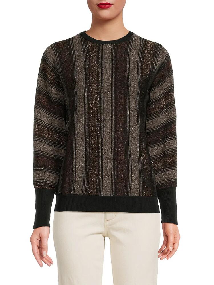 YAL New York Women's Shimmer Striped Sweater - Brown Cover