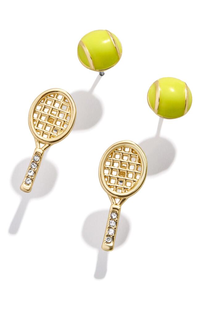 BaubleBar Match Point Set of 2 Stud Earrings in Yellow Green Cover