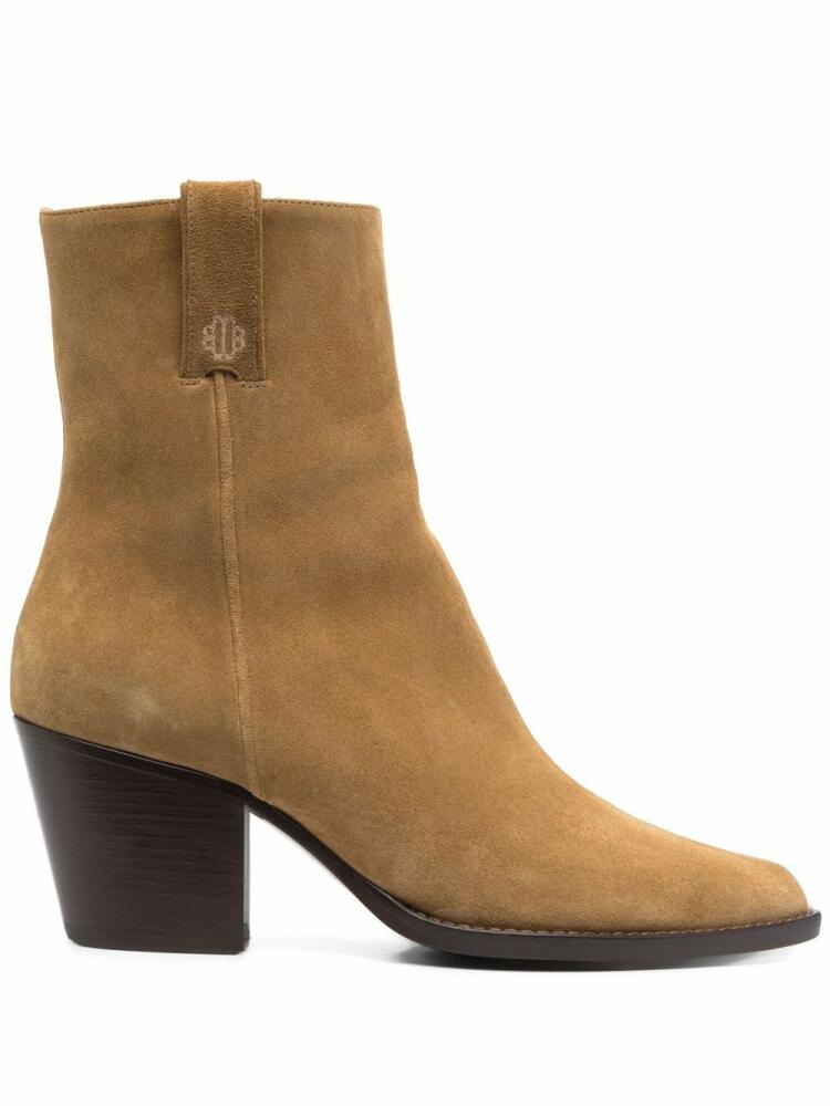 Maje 75mm suede cowboy boots - Neutrals Cover