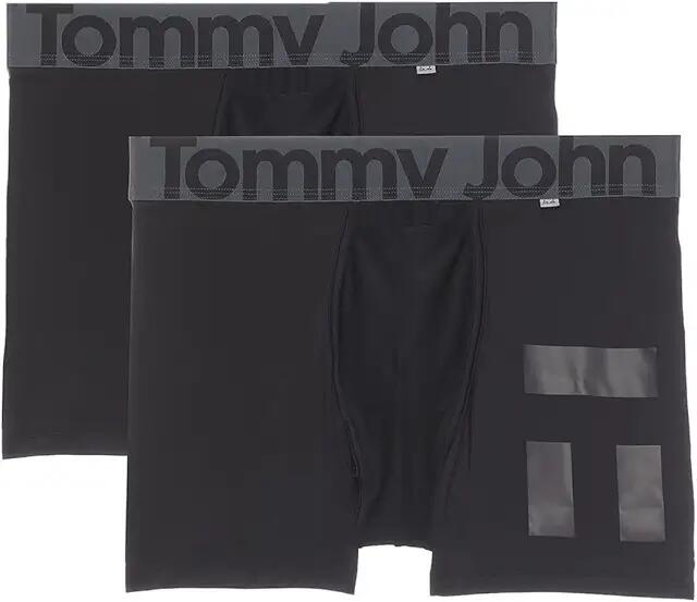 Tommy John 360 Sport Hammock Pouch 4 Boxer Brief 2-Pack (Black Double) Men's Underwear Cover